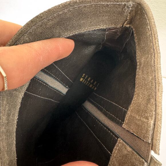 Stuart Weitzman Bootscout Ankle Boots US 9 Gray Taupe Suede Pull-On Wedge Boot - Picture 8 of 8